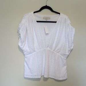 LOFT Women's Textured White Blouse